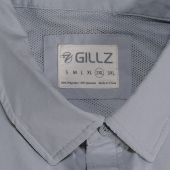 Gillz Shirt Mens XXL Gray Performance Fishing Vented Stretch Outdoor Button Up - Picture 6 of 16